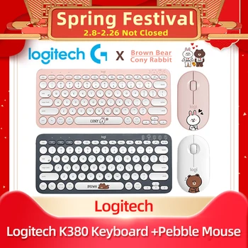 Logitech Tastatūru, Peli, Multi-Ierīci, ar Bezvadu Spēļu Mini ConyRabbit BrownBear Mac Chrome Windows, Ios Android K380