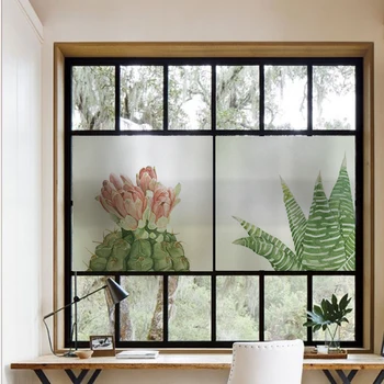 Logu Privātuma aizsardzības Plēves Līmplēves, Stikla Uzlīme Nav Līmes Logu Piekļaujas Statiskā Piekļauties Logu dekori Decal Kaktuss Augu