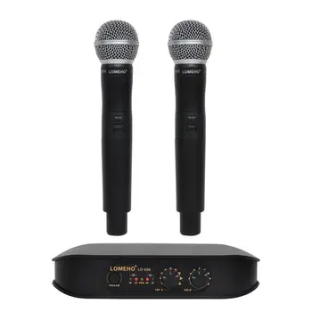 Lomeho LO-V06 Dual Rokas VHF Frekvences Dinamisku Kapsula 2 kanāli Bezvadu Mikrofons priekš Karaoke Sistēma