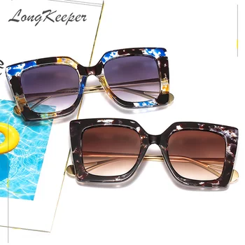 LongKeeper Sievietes Luksusa Zīmola Dizaineru Modes Laukumā Saulesbrilles Lielgabarīta Saules Brilles Ziedu Brilles UV400 oculos feminino