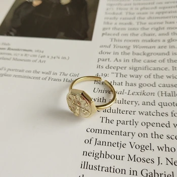 LouLeur 925 sterling sudraba Astoņstūra abstrakts skaitlis, gredzeni, zelts, oriģināls dizains, elegants smieklīgi atvērt gredzeni sievietēm smalkas rotaslietas