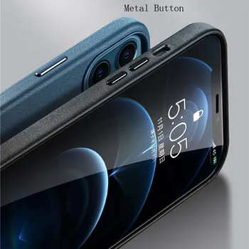 Luksusa MagSafe Magnētisko Īstas Ādas Bezmaksas Rūdīts Stikls Lietā Tālruņa Vāciņš Iphone 12 12pro 12mini 12promax Biznesa HA031