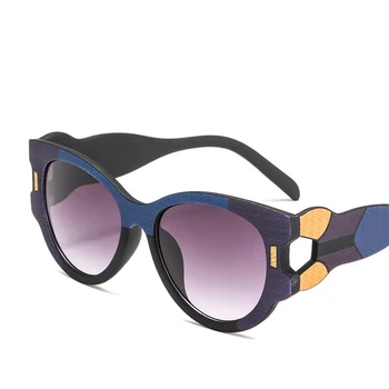 Luksusa Zīmolu 2019 Jauno Dizaineru Lunettes Femme Zīmola Krāsu Bloku Cat Eye Saulesbrilles Sieviešu Krāsains Rāmis Sadalīt Kopīgo Saules Brilles