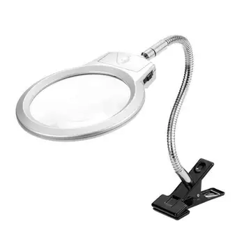 Lupa Clip-on Apgaismota Tabula LED Galda Skava Lampas palīdzību Trešās Puses Rīku Lodēšanas Statīvs Ar 2x 5x Palielināmo Stiklu