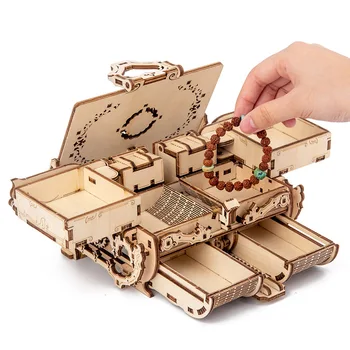 Lāzera Griešana 3D Samontēti Radošo DIY Puzzle Koka Mehāniskās Transmisijas Antikvariāts Rotaslietas Lodziņā Modelis Rotaļlieta Dāvana