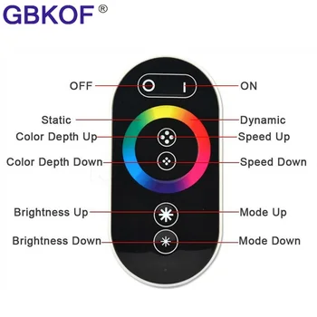 Lēti DC12-24V 18A LED Touch Kontrolieris Bezvadu RF Touch Screen RGB Reostats Tālvadības RGB Kontrolieris 3528 5050 RGB LED Sloksnes