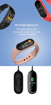 M5 Smart Bluetooth Aproce Zvanu/Mūzikas Vīriešu Sporta Joslā, 4 Sirds Kursa Pedometrs Uzraudzīt asinsspiedienu Aproce M4 XiaoMi IOS