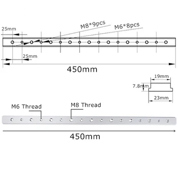 M6+M8 T-track Slots 100/200/300/450mm Alumīnija Sakausējuma Slaidu Plāksne T-Slota Deflektors Dziesmu Slīdni Maršrutētāju Galda DIY Kokapstrādes Instrumentus.
