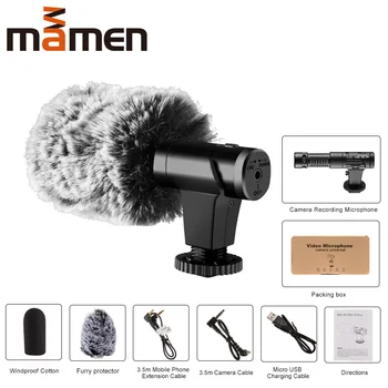MAMEN 3,5 mm Spraudnis Kameras Mikrofons Kondensatora Ierakstu Microfone MIC-02/03/05/06/07/07Pro/D1/D2/WMIC-01, Kameras Tālrunis Vlog