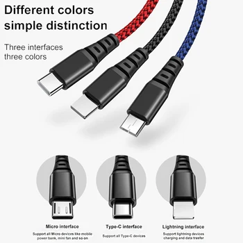 MCDODO 3 in 1 USB Vads 3A Tips C Ātra Uzlāde, Micro USB Mobilā Telefona Lādētājs iPhone 12 11 Pro Max 8 Huawei, Samsung Xiaomi