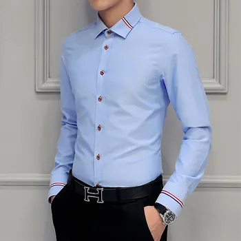 MIACAWOR Pavasara Ilgtermiņa Piedurknēm Kleita Krekli Vīriešu Modes Oxford Camisa Masculina Slim Fit Ikdienas Krekls Balts C274