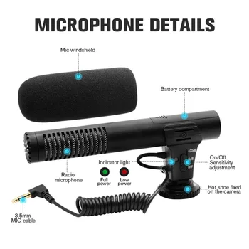 MIC-02/MIC-03/MIC-05/MIC-06/MIC-07 3.5 mm Mobilo Telefonu/Kameru Mikrofons Video Ierakstīšanas Super-cardioid Norādot Stereo Mic 2020