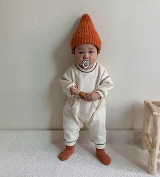 MILANCEl 2021. gada Pavasarī Baby Drēbes Cietā Kokvilnas Toddler Zēni Jumpsuits korejiešu stilā, Baby Romper