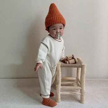 MILANCEl 2021. gada Pavasarī Baby Drēbes Cietā Kokvilnas Toddler Zēni Jumpsuits korejiešu stilā, Baby Romper
