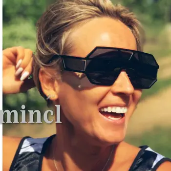 MINCL/Super Liels Futūristisks Lielajam Vairogs Sejsegu Saulesbrilles Flat Top Spoguļu Mono Objektīvs Modes Dāma Metāla Rāmja Saulesbrilles NX