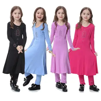 MISSKY Gudrs Musulmaņu Bērniem Abaya Bērniem Garās Kleitas Meitene Kleita Drēbes, Kleitas Kimono Jubah Ramadāna Tuvo Austrumu Arābu Islāma Apģērbi
