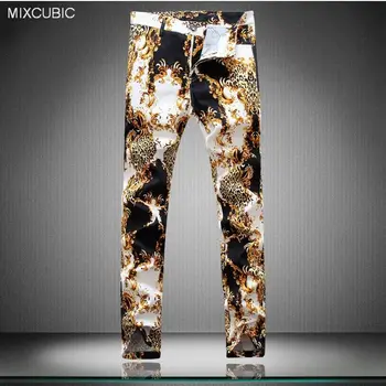 MIXCUBIC jaunā pavasara hip-hop stilā Unikālo Leopards izdrukāt bikses vīriešu casual slim Daisy iespiesti bikses vīriešiem,plus liela izmēra 29-38