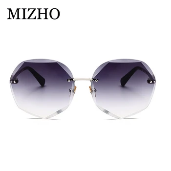 MIZHO 2020 Jaunu Luksusa Zīmolu Dizaina Dāma Kārtas bez apmales Saulesbrilles Sieviešu Griešanas Objektīvs Vintage Okeāna Saules Brilles