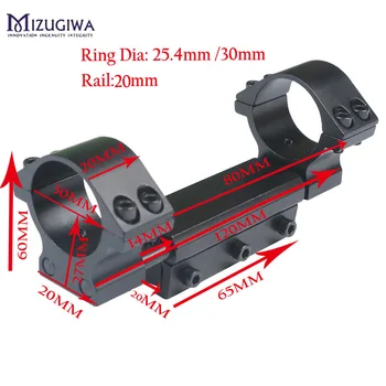 MIZUGIWA Medības darbības Joma Mount 30mm 1 collu 25.4 mm Gredzeni w/Stop Pin Nulles Recoil Bāzes 11mm, lai 20mm Adapteris Picatinny Rail Weaver