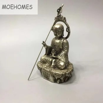 MOEHOMES Tibetas Sudraba ksitigarbha bodhisatva statuja Buddha statue metāla amatu mājas apdare