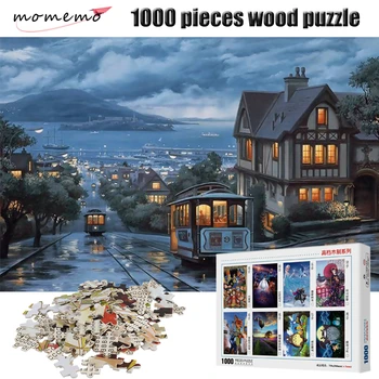 MOMEMO Ielas Tramvaja 1000 Gabalu Puzzle Pieaugušo Jigsaw Puzzles Ainavu 1000 Puzzle Gabalus Montāža Rotaļlietas Bērniem Box Iepakojumā