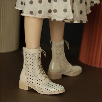 MORAZORA 2020. gadam Karstā pārdošanas rudens sieviešu zābaki ar zemu papēdi apaļu purngalu mežģīnes up gadījuma dāmas kurpes vienkāršu melnu aprikožu krāsa potītes zābaki