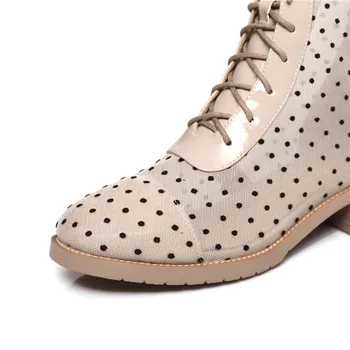 MORAZORA 2020. gadam Karstā pārdošanas rudens sieviešu zābaki ar zemu papēdi apaļu purngalu mežģīnes up gadījuma dāmas kurpes vienkāršu melnu aprikožu krāsa potītes zābaki