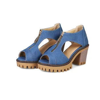 MORAZORA 2020 jaunākais denim sieviešu sandales peep toe augstpapēžu kurpes platformas kurpes modes zip vasaras kleitu, kurpes dāmas biroja kurpes