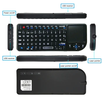 MRSVI spāņu Keyboard Mini Bezvadu A8 Backlit ar lāzera rādāmkociņš 2.4 ghz Gaisa Pele Touchpad Tālvadības Android TV Box