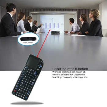 MRSVI spāņu Keyboard Mini Bezvadu A8 Backlit ar lāzera rādāmkociņš 2.4 ghz Gaisa Pele Touchpad Tālvadības Android TV Box