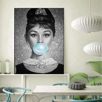 MUTU Kanvas Glezna Izdrukas Audrey Hepburn Trieciens blue burbuļi Citātus Sienas, Mākslas Plakāti, Sienas, Attēlus Gultas piederumi Numurā Mājas Dekoru