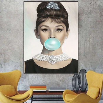MUTU Kanvas Glezna Izdrukas Audrey Hepburn Trieciens blue burbuļi Citātus Sienas, Mākslas Plakāti, Sienas, Attēlus Gultas piederumi Numurā Mājas Dekoru