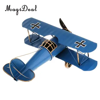 MagiDeal 1Pc Vintage Metāla Lidmašīnas Modeli Divplāksnis lidmašīna Mājas dzīvo jamo istabu Dekors Bērniem, Pirmsskolas vecuma Zēni Āra Fun Rotaļlietas