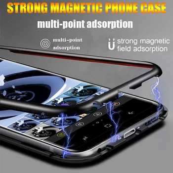 Magnētiskā Adsorbcijas Metāla Case For Samsung Galaxy S8 S9 S10E S10, Ņemiet vērā, 20 Ultra 8 9 10 Plus Double Sided Rūdīta Stikla Vāks