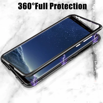 Magnētiskā Adsorbcijas Metāla Case For Samsung Galaxy S8 S9 S10E S10, Ņemiet vērā, 20 Ultra 8 9 10 Plus Double Sided Rūdīta Stikla Vāks