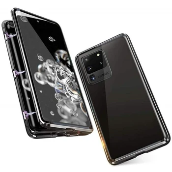 Magnētiskā Case For Samsung Galaxy A51 A71 A81 A91 A11 A21 A41 A70 A50 S20 Ultra S10 Plus Double Pusē, Rūdīts Stikls Metāla Vāciņu