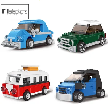 Mailackers Radītājs Ekspertu Pull Atpakaļ Auto Classic Camper Van Modeli, Celtniecības Bloki Pilsētas Transportlīdzekļa Ķieģeļi Izglītības Bērniem, Rotaļlietas, Dāvanu