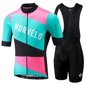 Maillot JAUNU abbigliamento ciclismo estivo 2018 riteņbraukšana apģērbu komplektus ar īsām piedurknēm krūšautlenču bikses vīriešu vasaras maillot ciclismo komplekti