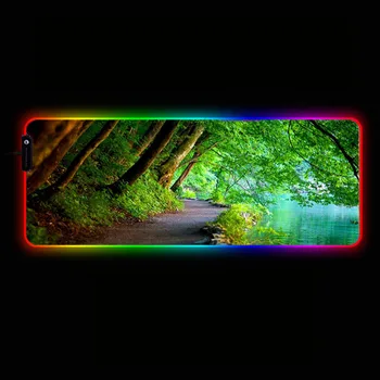 Mairuige Koku Dekorācijas RGB LED Liela Pele Pad USB Vadu, Apgaismojums, Spēļu peles paliktnis Klaviatūra Krāsains Gaismas DATORA Peles Paklājiņš