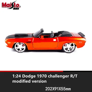Maisto 1:24 1970. gada Dodge Challenger Convertible sakausējuma auto modeļa simulācijas auto dekorēšana kolekcija dāvanu rotaļlietas
