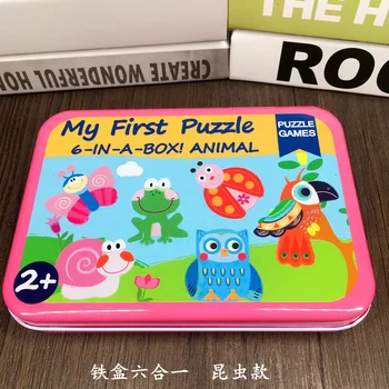 Mana Pirmā Puzzle 6-IN-A-BOX Toddler rotaļlietas, Atjautības Mīklas bērniem Karikatūra dzīvnieku 3d puzles izglītības rotaļlietas, montessori bērnu rotaļlietas