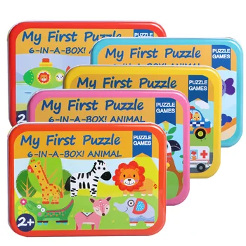 Mana Pirmā Puzzle 6-IN-A-BOX Toddler rotaļlietas, Atjautības Mīklas bērniem Karikatūra dzīvnieku 3d puzles izglītības rotaļlietas, montessori bērnu rotaļlietas