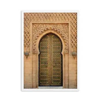 Maroka Durvis, Sienas Mākslas Audekls Glezniecības Zelta Arhitektūras Ziemeļvalstu Plakātu Sienas, Attēlus Dzīvojamā Istaba Dekoratīvās Bez Rāmīša