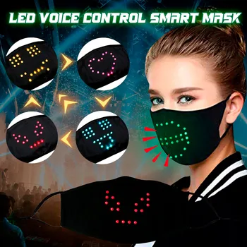 Mascarillas Pieaugušo Sejas Maska Modes LED balss aktivizēta gaismas maska, maskas, masku festivāls puse sejas maska Partijas Apdare