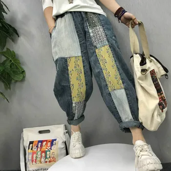 Max LuLu Korejas Luksusa Dizaineru Pavasara Sievietes Iespiests Ziedu Džinsi Dāmas Vintage Raibs Džinsa Bikses Sieviešu Pantalons Lielo Izmēru