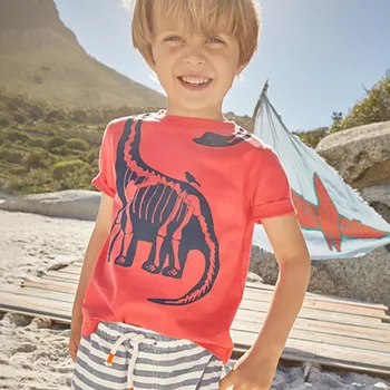 Maz Maven Jaunā Vasaras Bērnu Apģērbu Īso O-veida kakla Sarkans Atdzist Dinozauru Skeletiem Trikotāžas Gudrs Kokvilnas Kvalitātes Zēniem Ikdienas Tshirt