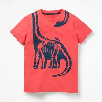 Maz Maven Jaunā Vasaras Bērnu Apģērbu Īso O-veida kakla Sarkans Atdzist Dinozauru Skeletiem Trikotāžas Gudrs Kokvilnas Kvalitātes Zēniem Ikdienas Tshirt