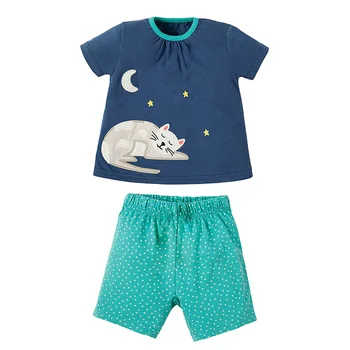 Maz maven zīmola bērniem 2019 vasaras bērnu, zēnu, meiteņu apģērbi no kokvilnas bērnu komplekti dzīvnieku kaķis drukas t krekls + šorti
