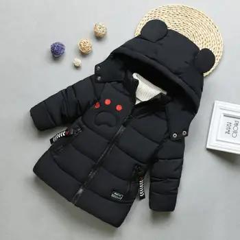 Mazie bērni ziemā silts kokvilnas mētelis Baby zēni meitenes sabiezējums kapuci gudrs vējjaka par toddler karikatūra apģērbs zīdaiņiem jaka
