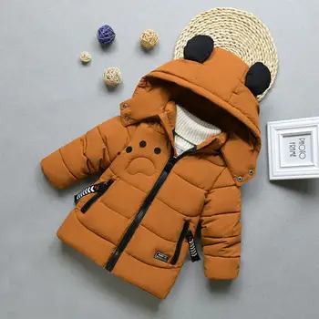 Mazie bērni ziemā silts kokvilnas mētelis Baby zēni meitenes sabiezējums kapuci gudrs vējjaka par toddler karikatūra apģērbs zīdaiņiem jaka